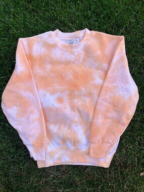 Child Small (6-8) Orange Random Tie-Dye Crewneck Sweatshirt
